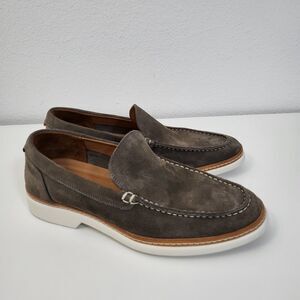 ALLEN EDMONDS Wilder Loafers Mens 7.5 Suede Leather Venetian In Cabin Brown Gray